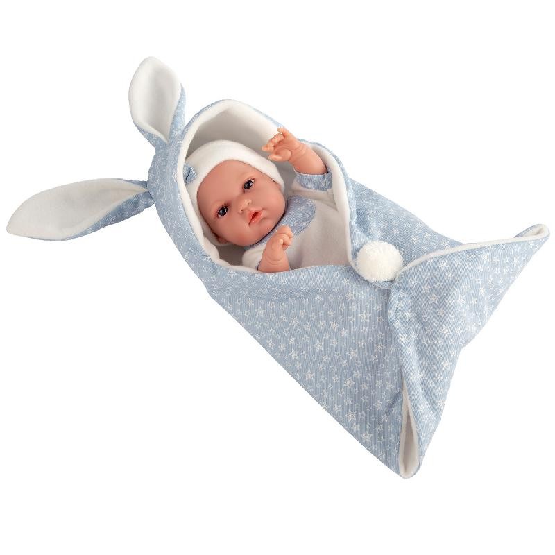 ARIAS - Bebè 33 cm coperta con orecchie Azzurro
