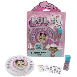 giochi preziosi lol surprise, glammy nail kit, crea e decora le tue unghie, con accessori