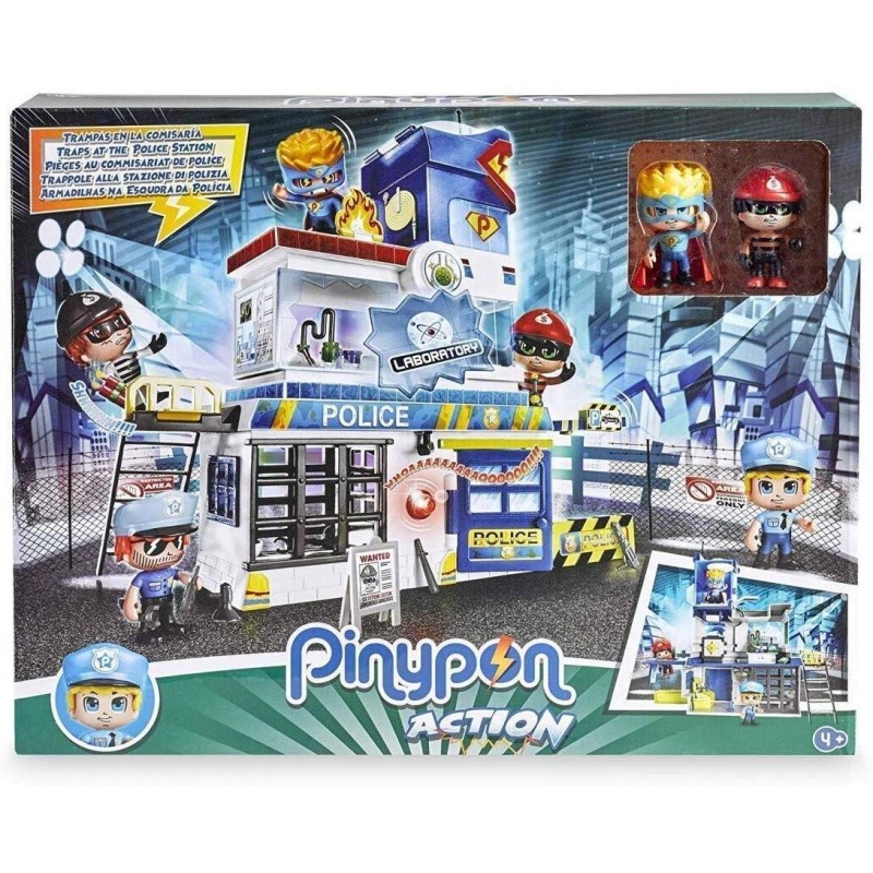 giochi preziosi pinypon action stazione di polizia con 2 personaggi mix&match e accessori