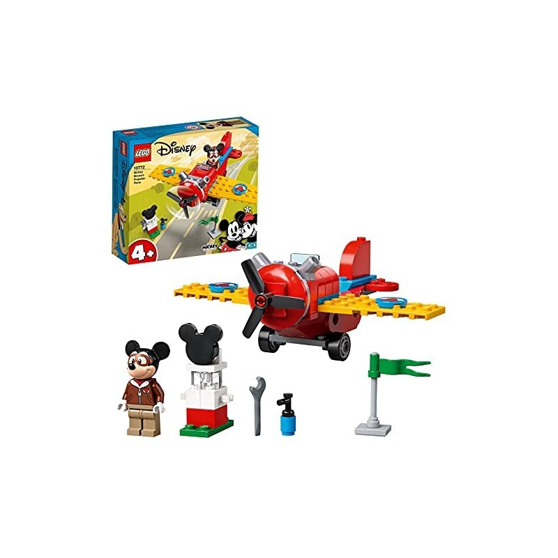 LEGO Disney Mickey and Friends L&#39;Aereo a Elica di Topolino, Aereo Giocattolo Costruibile per Bambini di 4 Anni, 10772