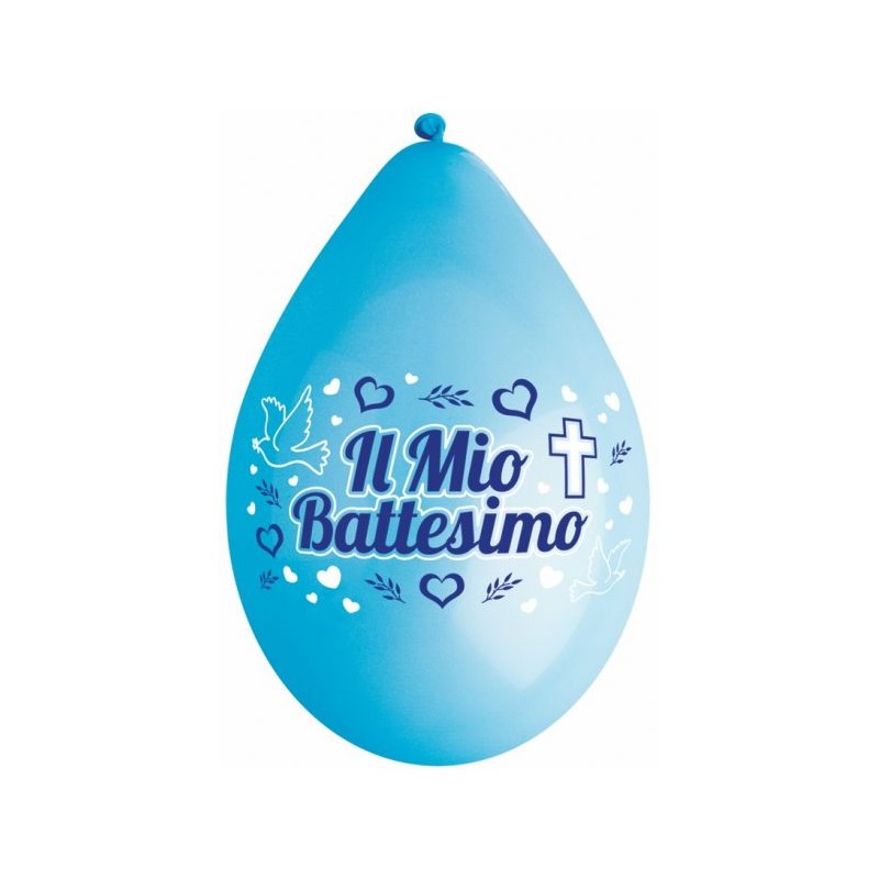 Palloncini Medi Celeste Battesimo 8pz Palloncini Medi Celeste Battesimo 8pz