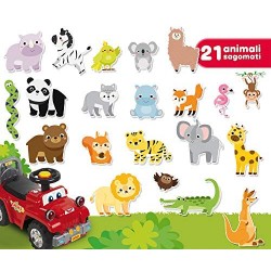 Lisciani Giochi- Carotina Baby Cavalcabile Safari Amici Animali, Multicolore, 89574