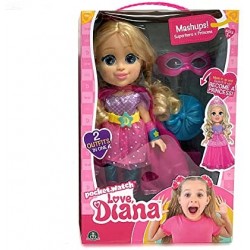 Giochi Preziosi - Love Diana Mini Doll, Love Diana - Bambola con Vestito Trasformabile da Principessa in Eroina e Accessori di G