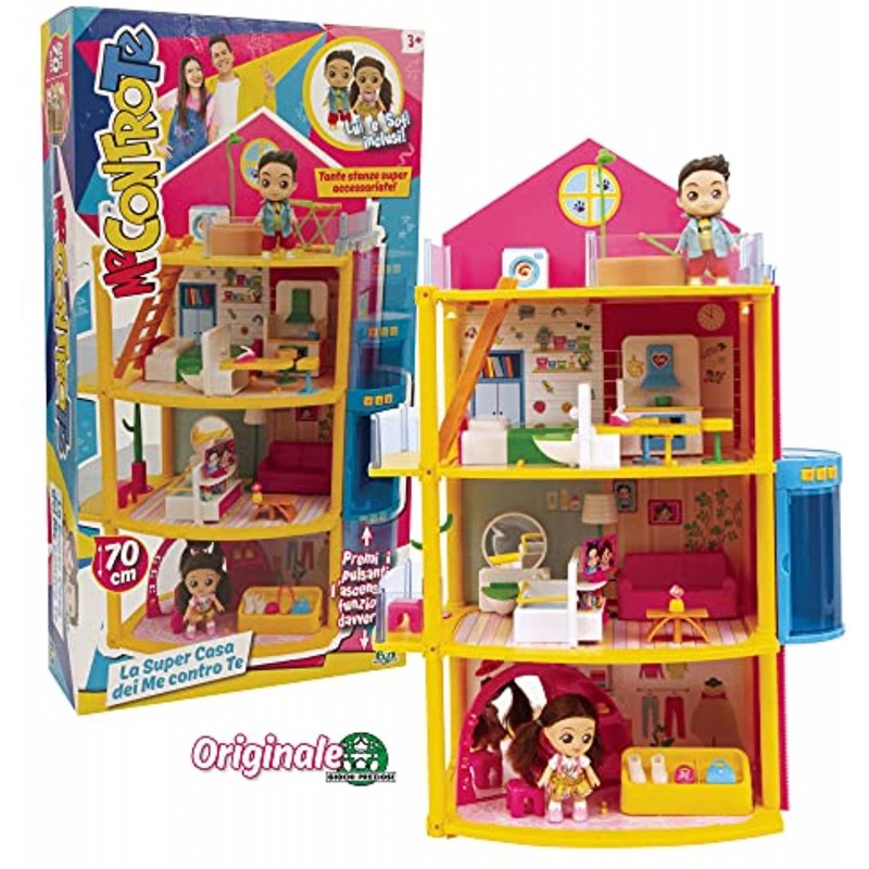 Giochi Preziosi - Me Contro Te - Casa Deluxe con due cutie dolls incluse Sofì e Luì, con tante stanze accessoriate e l ascensore