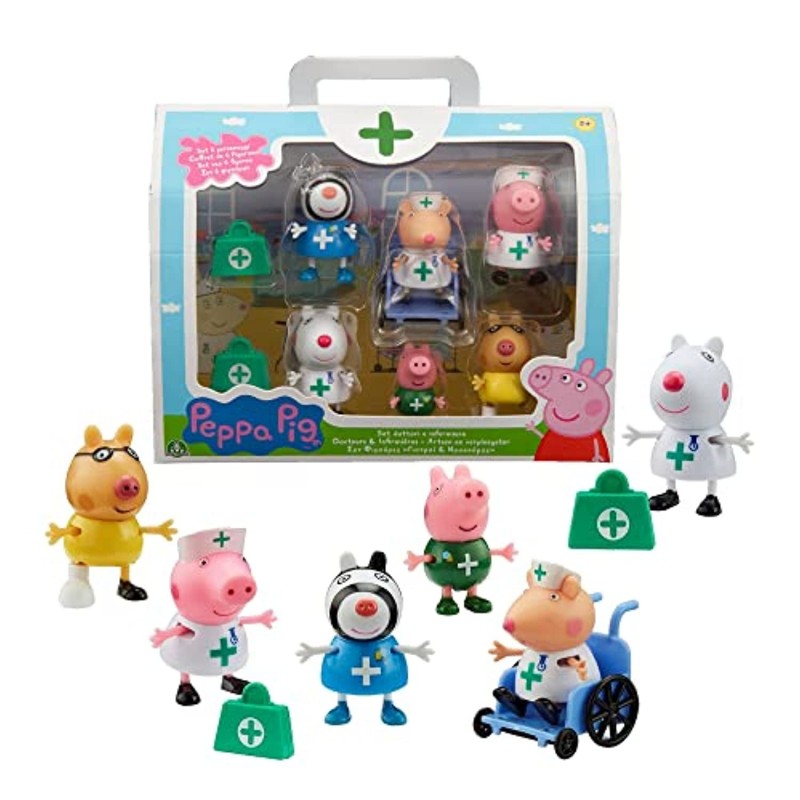 Giochi Preziosi - Peppa Pig - Set Dottori e Infermieri, 6 Personaggi con Accessori a Tema Medico Inclusi, per Insegnare ai Picco