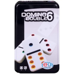 Spin Master - Domino Doppio, Sei con Pallini Colorati e Scatola di Latta, SP6037243