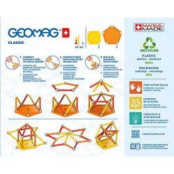 Geomag- Classic Costruzioni Magnetiche Per Bambini Linea Green 100% Plastica Riciclata, 42 Pezzi, Multicolore, POS210193