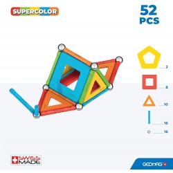 Geomag - Supercolor Costruzioni Magnetiche Per Bambini, Giocattolo Magnetico Linea Green 100% Plastica Riciclata, 52 Pezzi, POS2