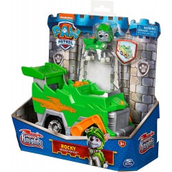 Paw Patrol - Veicolo Rescue Knights di Rocky Camion per la raccolta di rifiuti con personaggio, 6063588