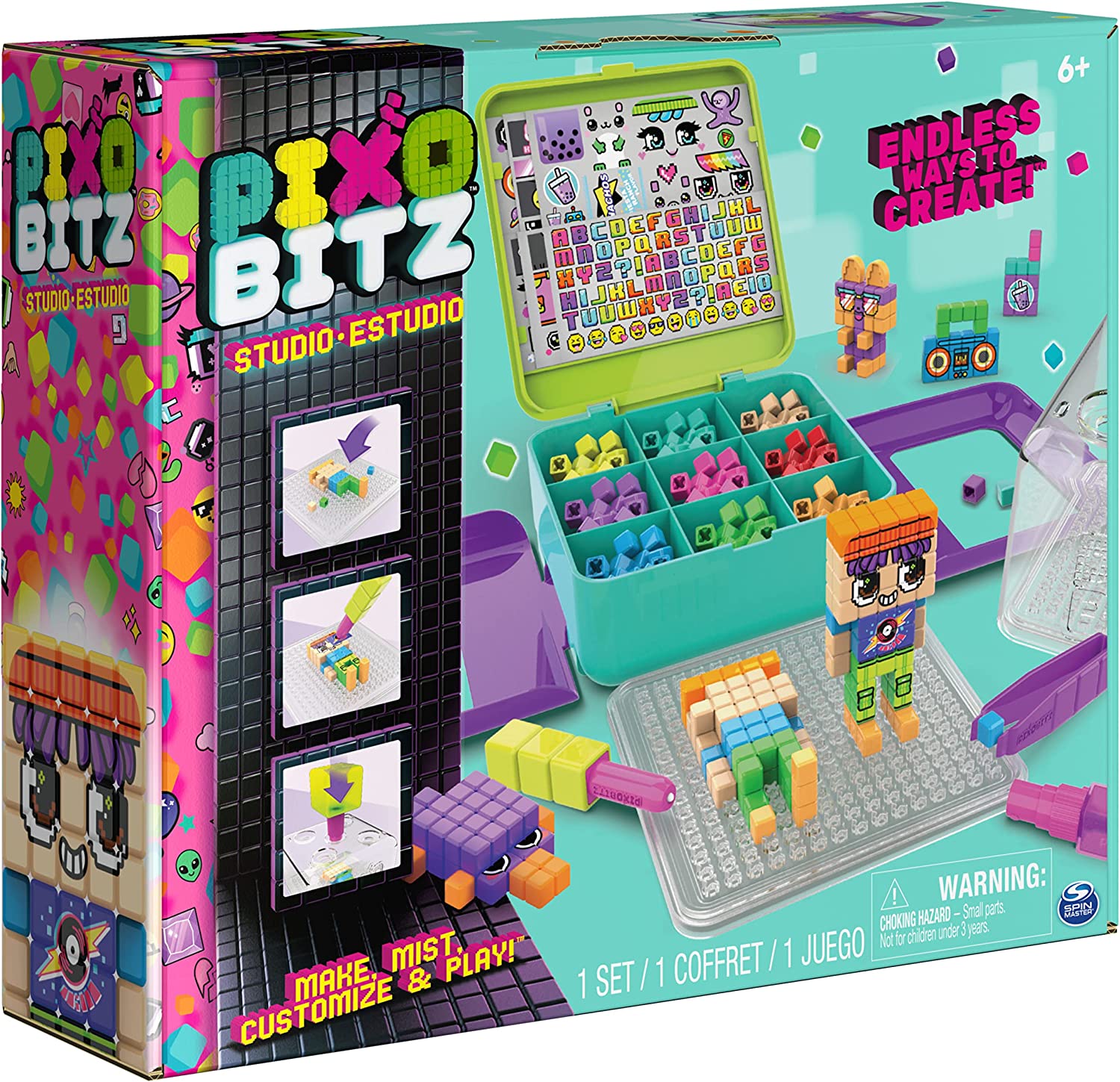 Pixobitz Studio - Gioco creativo per bambini e bambine, 500 bitz  idroadesivi, 6064541