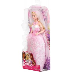 Mattel - Barbie - bambola Barbie Sposa con vestito bianco e dettagli rosa, gioielli rosa, M03387