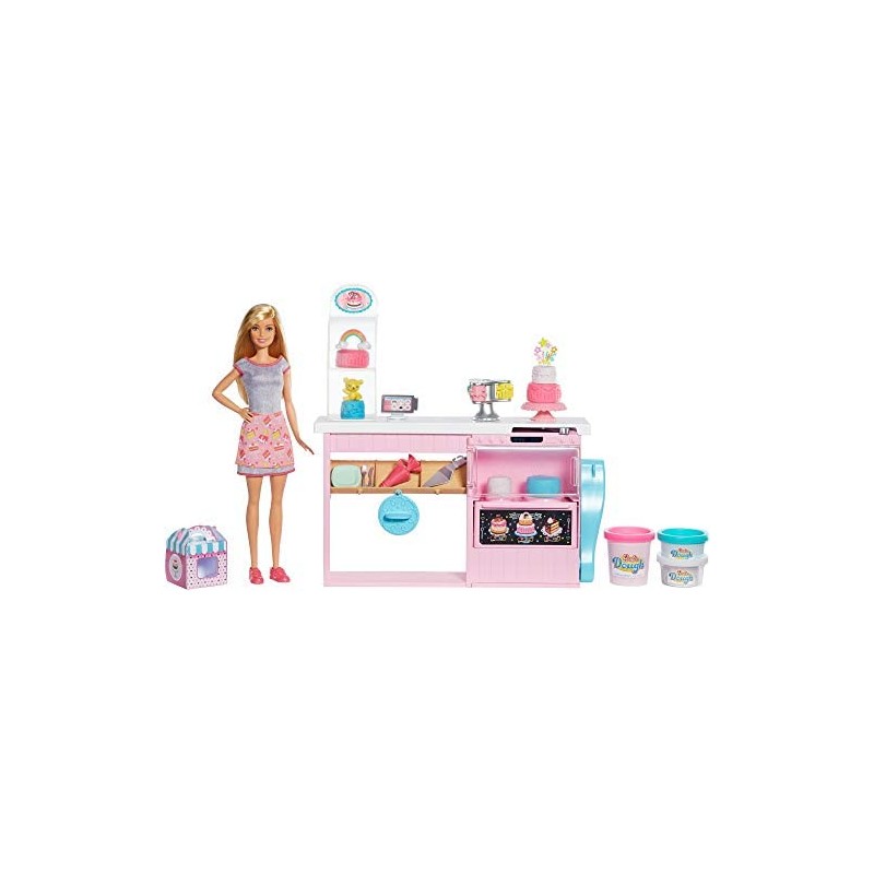 Barbie La Pasticceria Playset con Bambola Bionda, Isola per Cucinare, Forno e Accessori, Giocattolo per Bambini 4+ Anni