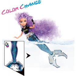 Mermaze Mermaidz - RIVIERA - Bambola alla moda sirena con coda che cambia colore in acqua calda e capelli ricci viola - MGA17358