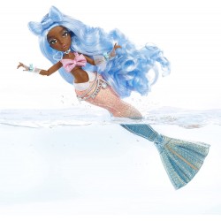 Mermaze Mermaidz - SHELLNELLE - Bambola alla moda sirena con coda che cambia colore in acqua ghiacciata e capelli blu - MGA17458