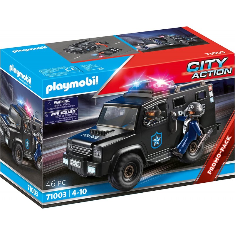 Playmobil - City Action 71003 - Camionetta della Polizia, Furgone della polizia con luci blu - PM1003