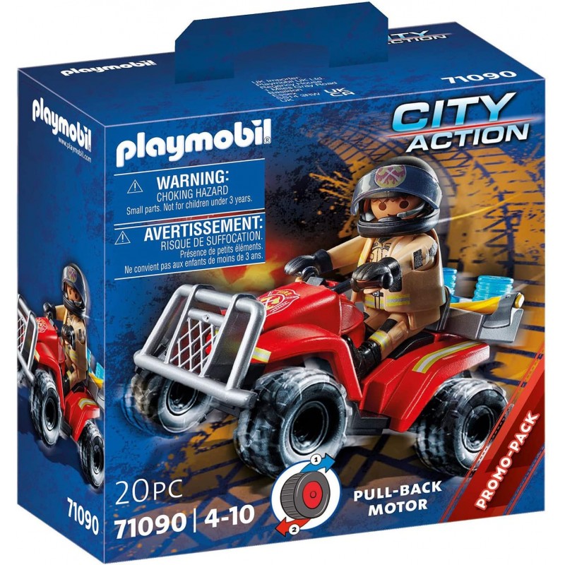 Playmobil - City Action 71090 - Quad Vigile del Fuoco, Con motore pull-back - PM1090