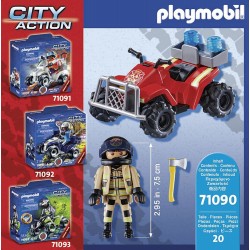 Playmobil - City Action 71090 - Quad Vigile del Fuoco, Con motore pull-back - PM1090
