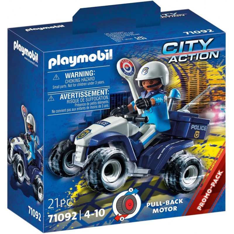 Playmobil - City Action 71092 - Quad Polizia, Con motore pull-back - PM1092