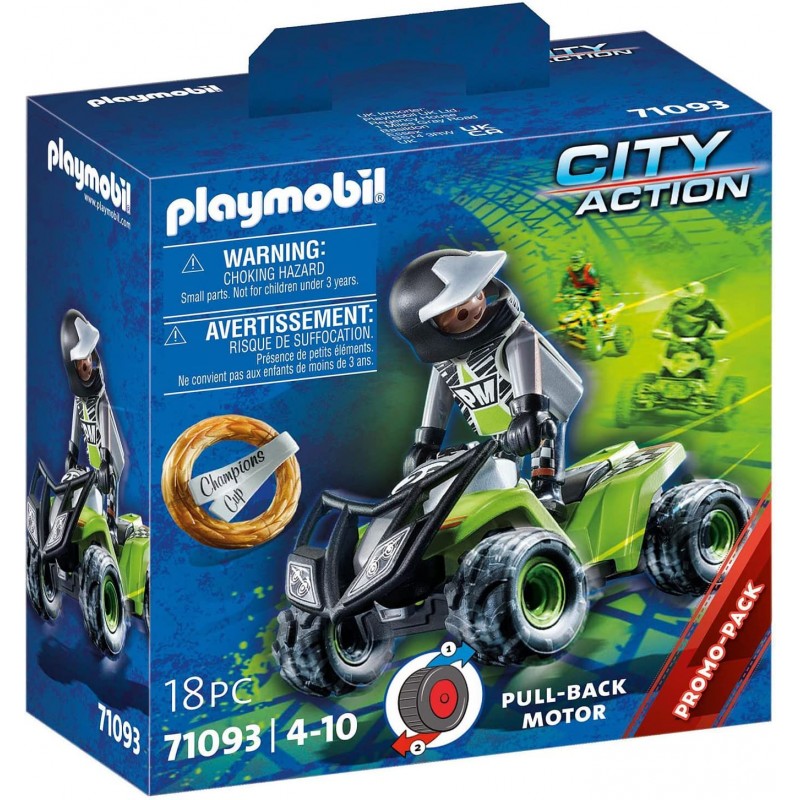 Playmobil - City Action 71093 - Quad Pilota da Corsa, Con motore pull-back - PM1093