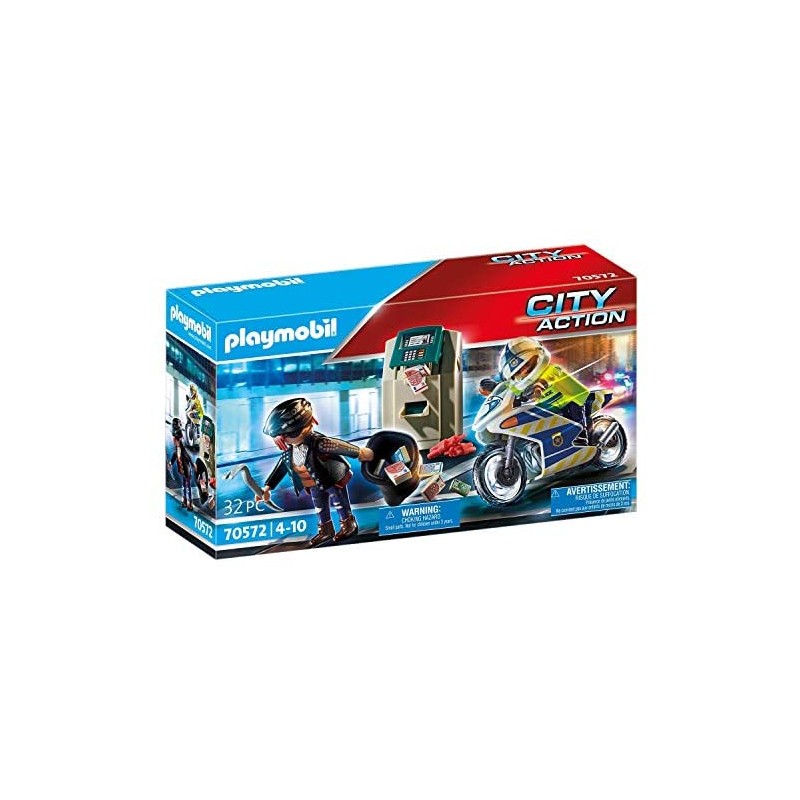 PLAYMOBIL City Action 70572 - Poliziotto in Moto e Ladro, dai 4 ai 10 Anni