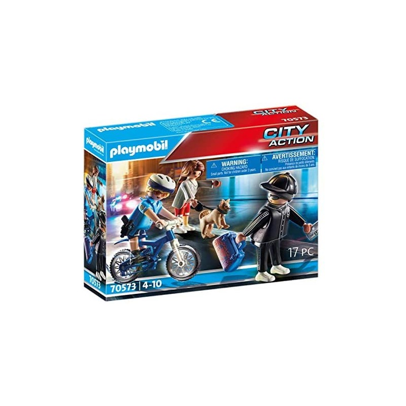 PLAYMOBIL City Action 70573 - Poliziotto in Bici e Borseggiatore, dai 4 ai 10 Anni