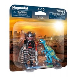 Playmobil - Dinos 70693 - DuoPack Velociraptor e Cacciatore, Dai 4 anni