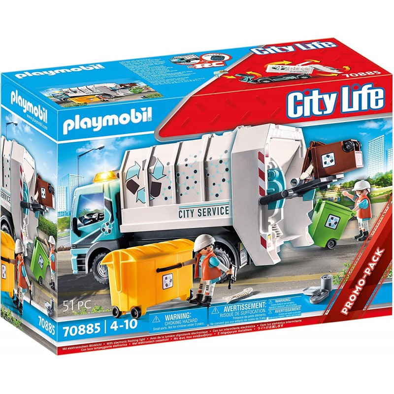 Playmobil - City Life 70885 - Camion smaltimento rifiuti con lampeggiante - PM70885