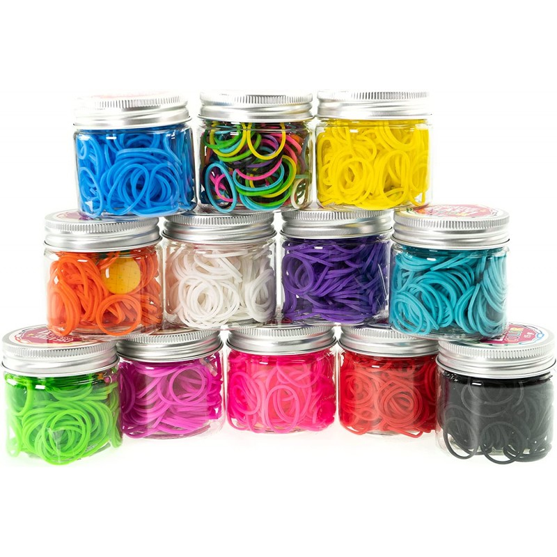 Nice Group - Elasticolor Multicolor Bands, 1 Barattolo a Sorpresa per Creare Braccialetti DIY con Elastici Colorati e Charms - N