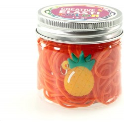 Nice Group - Elasticolor Multicolor Bands, 1 Barattolo a Sorpresa per Creare Braccialetti DIY con Elastici Colorati e Charms - N