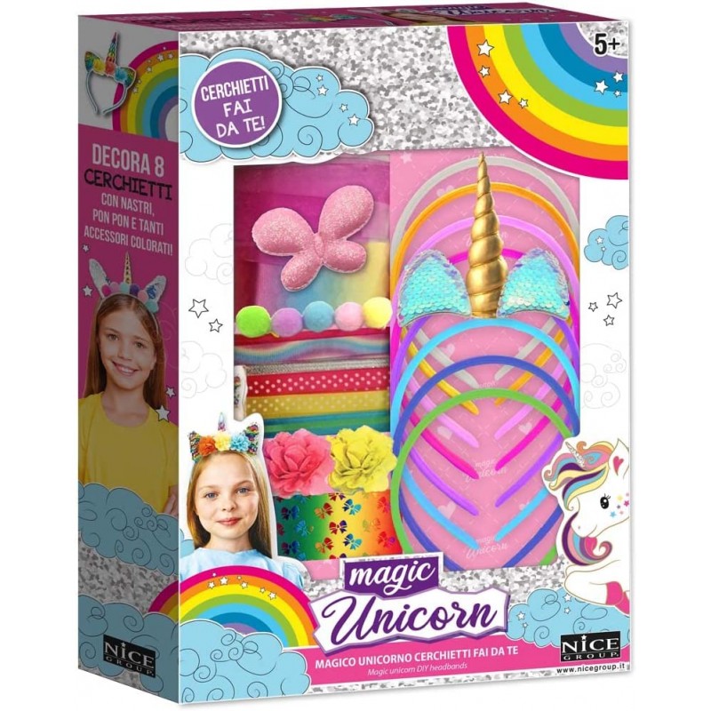 Nice Group - MAGIC UNICORN - Kit per Creare Cerchietti Colorati per Capelli - NICE16000