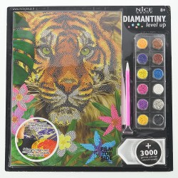 Nice Group - Diamantiny Level Up - Creative Art, Diamond Painting Kit crea il mosaico, WILD, Tigre - NICE96202