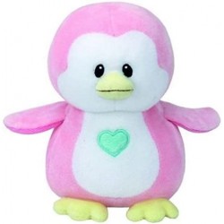 Ty Plush - Baby Cucciolo Penny Tenero Pinguino Vellutato Rosa con cuoricino Azzurro - T32156