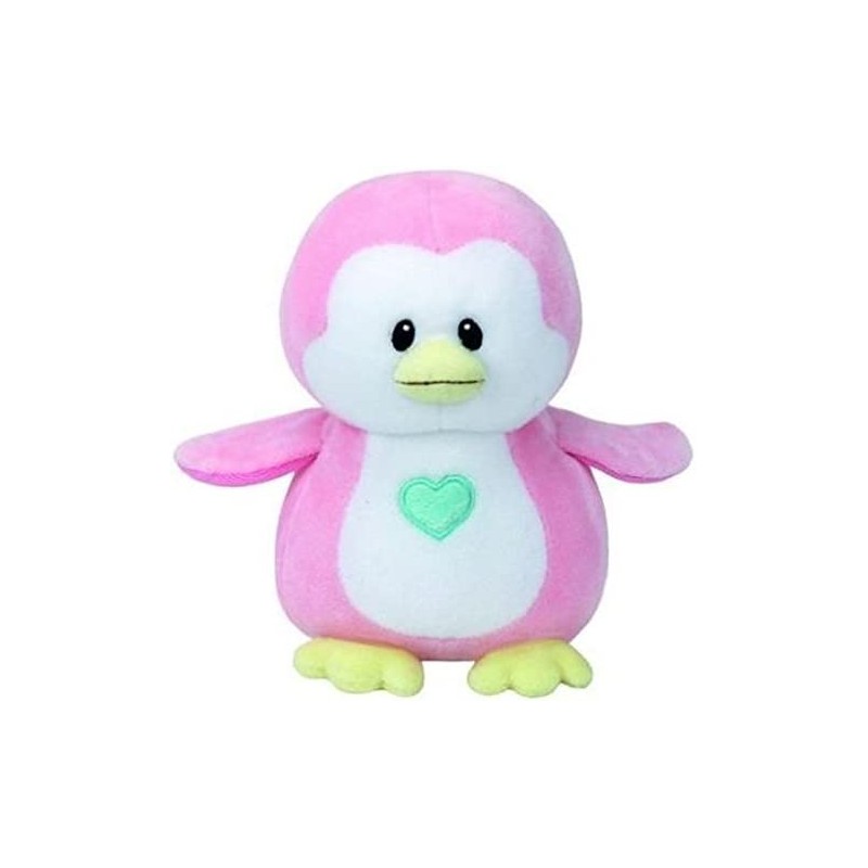 Ty Plush - Baby Cucciolo Penny Tenero Pinguino Vellutato Rosa con cuoricino Azzurro - T32156