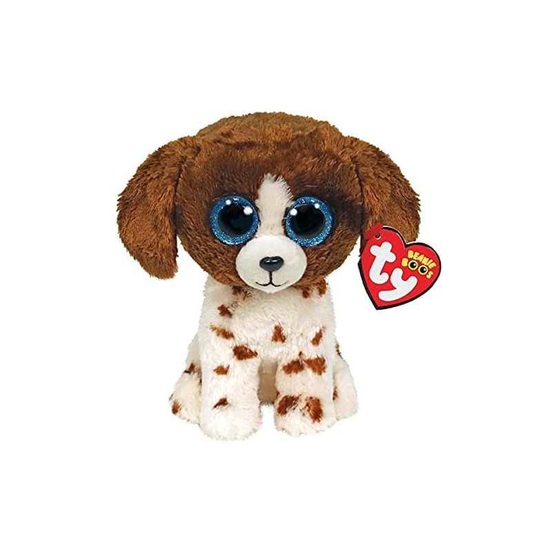 Ty- Muddles Brown e White Dog Beanie Boo Peluche, 15cm T36249