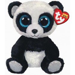 Ty Plush - Peluche Beanie Boos Panda - Bamboo Bianco e Nero - Occhioni azzurri glitter - T36327