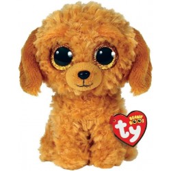 Ty Plush - Peluche Beanie Boos Cane Noodles Marrone - Cagnolino con occhioni Glitter Dorati - T36377