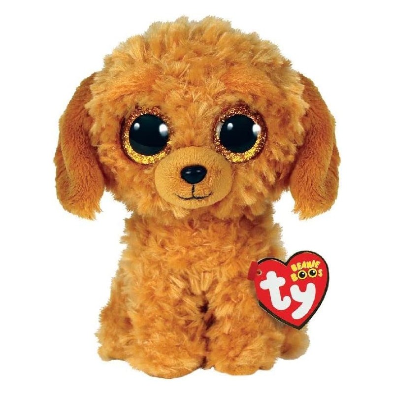 Ty Plush - Peluche Beanie Boos Cane Noodles Marrone - Cagnolino con occhioni Glitter Dorati - T36377