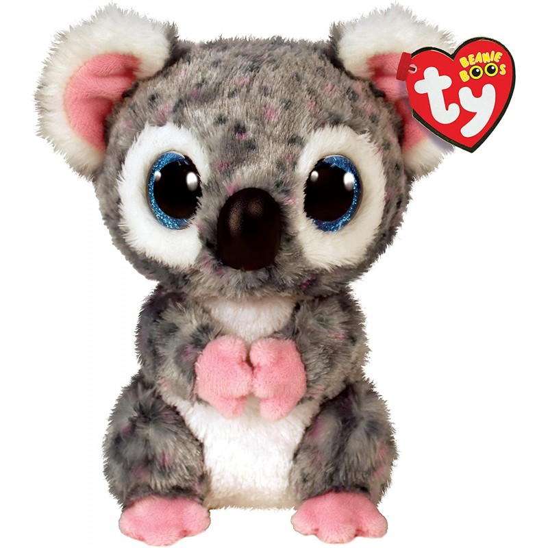 Ty Plush - Peluche Beanie Boos Koala - Karly Grigio Occhi Azzurri grandi e glitter - T36378