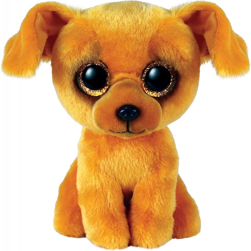 Ty Plush - Peluche Beanie Boos Cane - Zuzu Marrone Chiaro - Peluche con occhioni glitter dorati - T36393