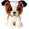 Ty Plush - Peluche Beanie Boos Cane - Hugo Bianco e Marrone - Cagnolino con occhioni glitter dorati - T36396