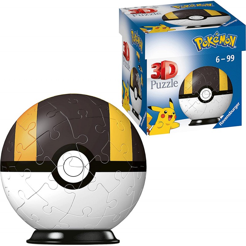 Ravensburger - 3D Puzzleball, Pokémon Hyperball Nera, 54 Pezzi - RAV11266.1