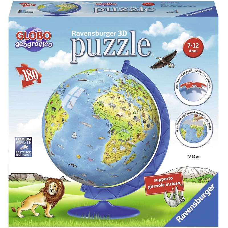 ravensburger italy- puzzle 3d globo geografico, 12340 7