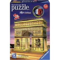 ravensburger - arco di trionfo puzzle, 3d building, night edition, 12522
