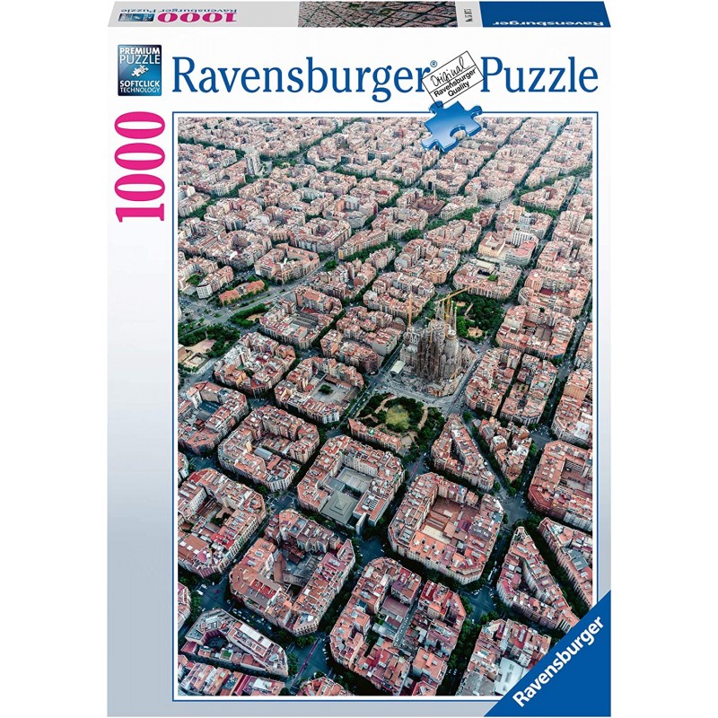 Ravensburger - Puzzle Collezione Skylines, Puzzle Città, Puzzle Barcellona vista dall alto, 1000 Pezzi - RAV15187.5