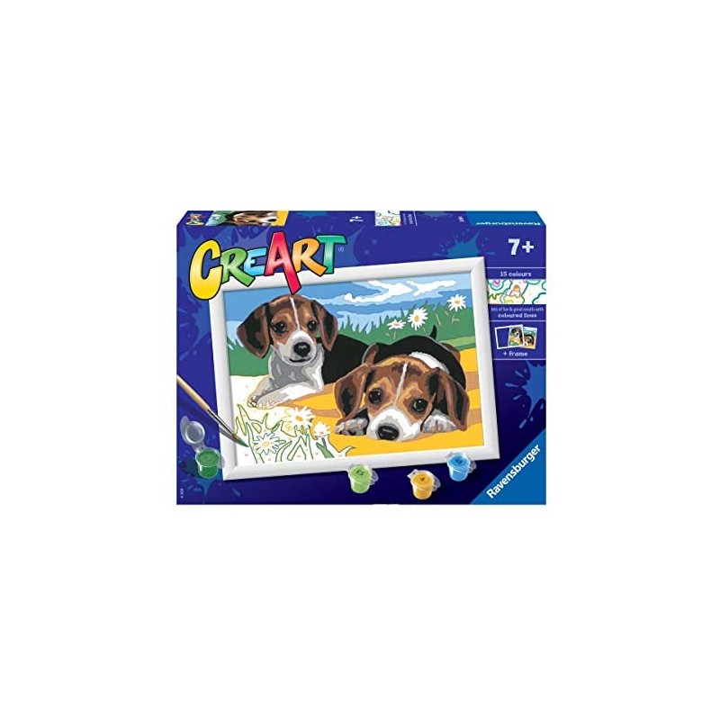 Ravensburger 28939 4 CreArt Serie D - Cuccioli Jack Russell, Dipingere con i Numeri, Gioco Creativo per Bambine e Bambini, Età R