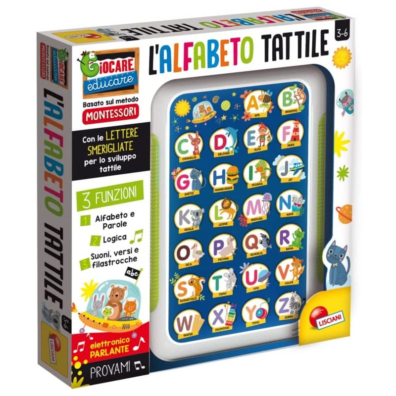 Lisciani Giochi - Montessori Alfabetiere Tattile Elettronico, Colore, 95056