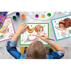 Lisciani Giochi - Sandy Colorando Watercolors, Fogli Disegnati, Acquerelli, Pennello, Pipetta Pasteur, 97470