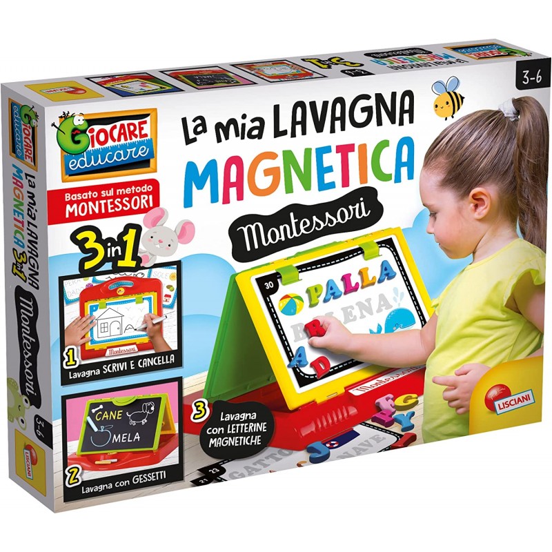 Lisciani Giochi - Montessori la Lavagnona Magnetica, 3 Lavagne in 1, 97173