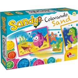 Lisciani Giochi - Sandy Colorando Sand, Fogli Adesivi Disegnati, Sabbia Colorata, Contenitore con Beccuccio, 97494