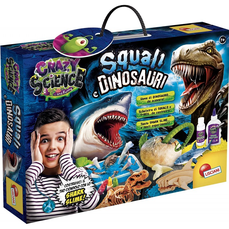 Lisciani Giochi - Crazy Science Squali e Dinosauri, Feroci Predatori in Un Kit Scientifico, 97586